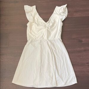 Lily White Ruffle Sleeve Mini Dress